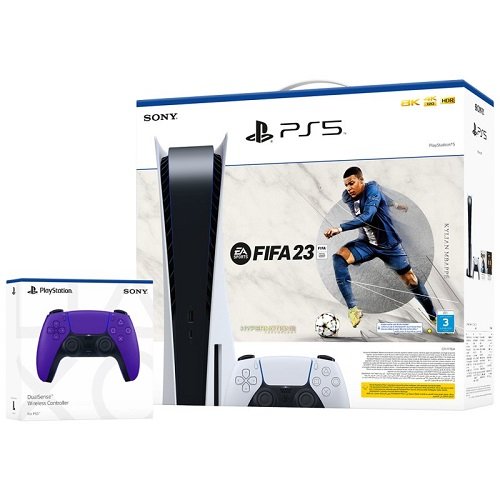 PS5 Standard 825GB + FIFA 23 + Extra Controller Purple