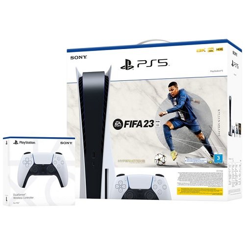 PS5 Standard 825GB + FIFA 23 + Extra Controller White